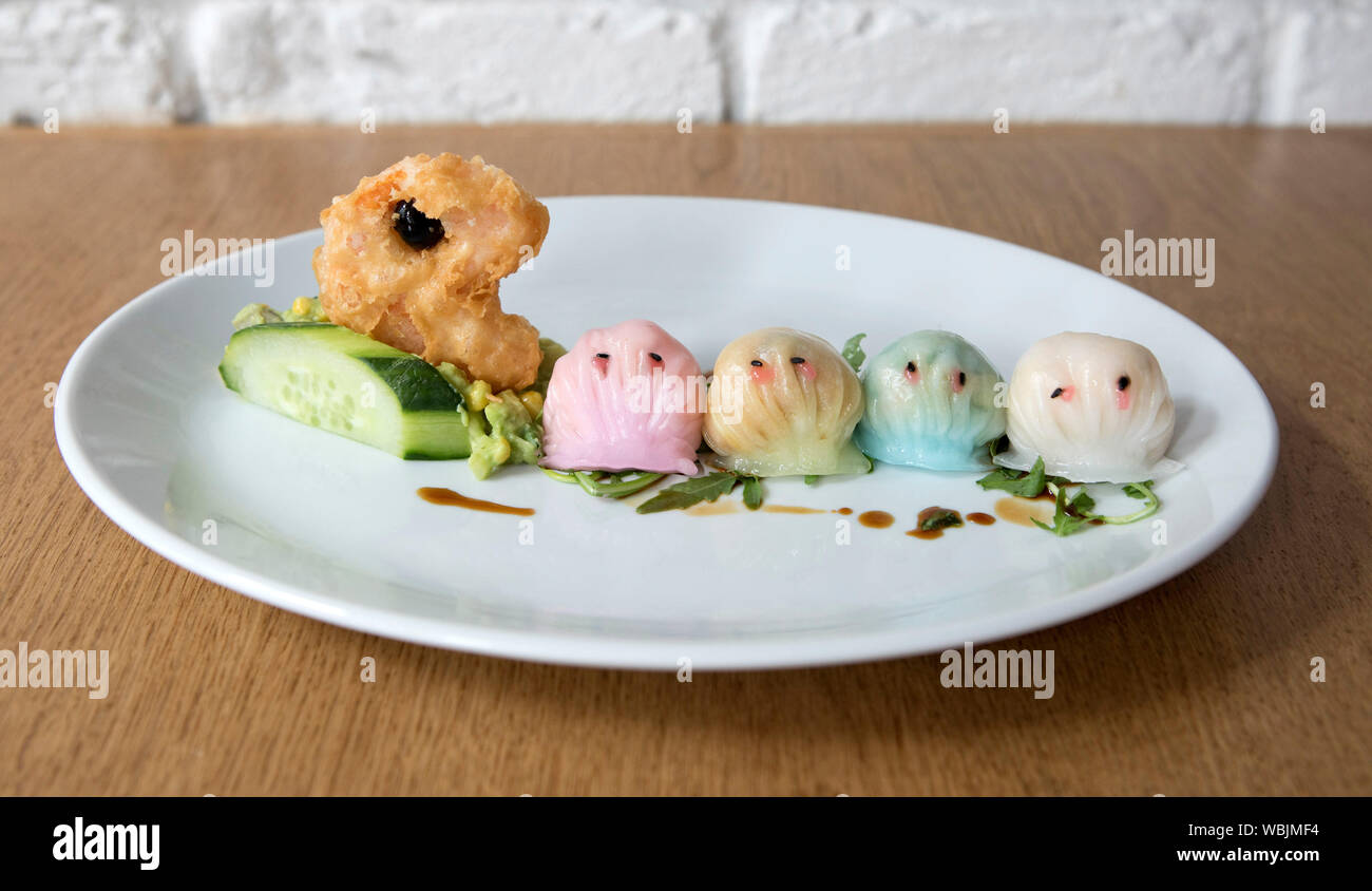 Pac Man Shrimp Dumplings Stock Photo