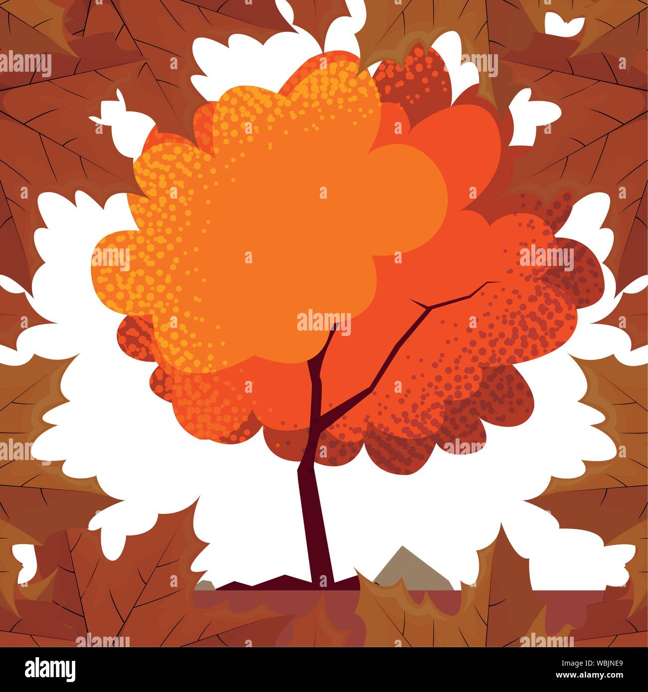 happy autumn season tree with falling leaves vector illustration Stock ...