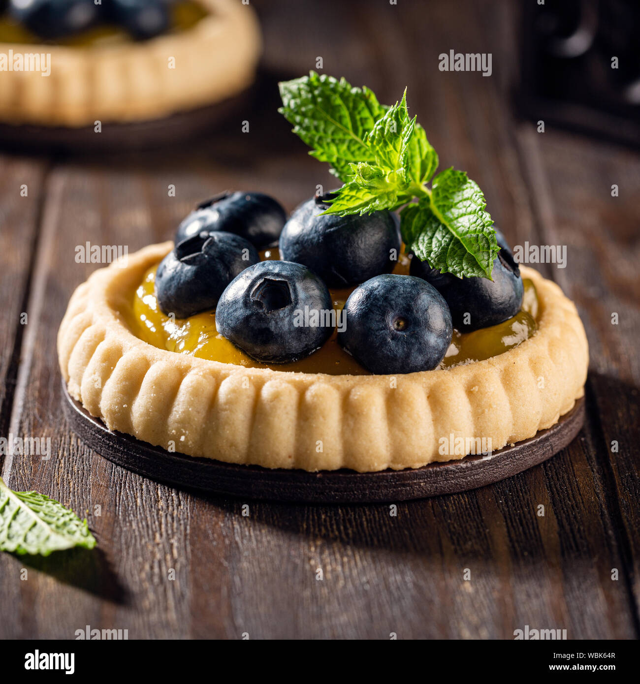 Homemade shortbread tartlet with blieberries Stock Photo