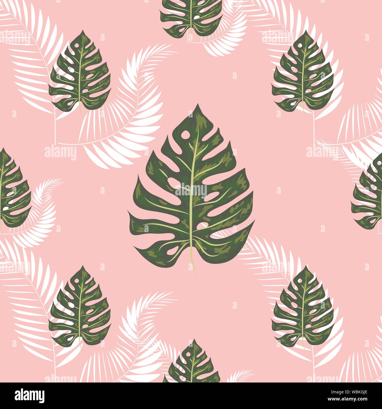 Tropical palm leaves, jungle leaf seamless floral pattern background ...