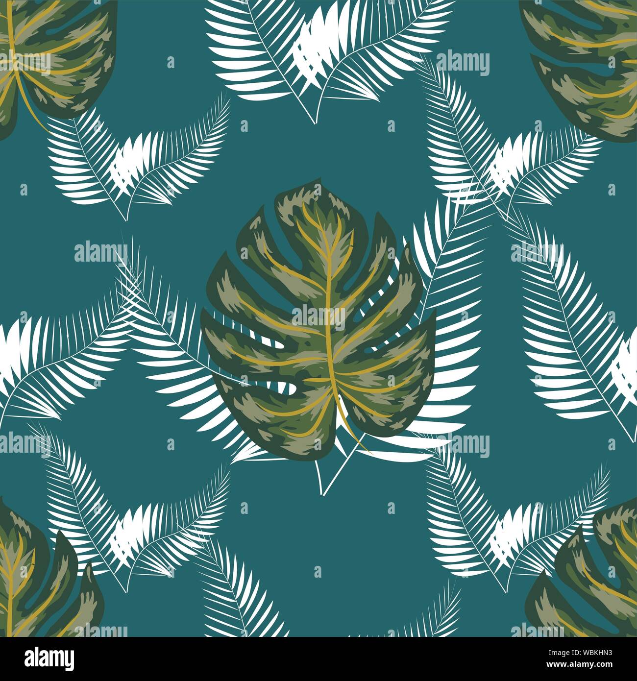 Tropical palm leaves, jungle leaf seamless floral pattern background ...
