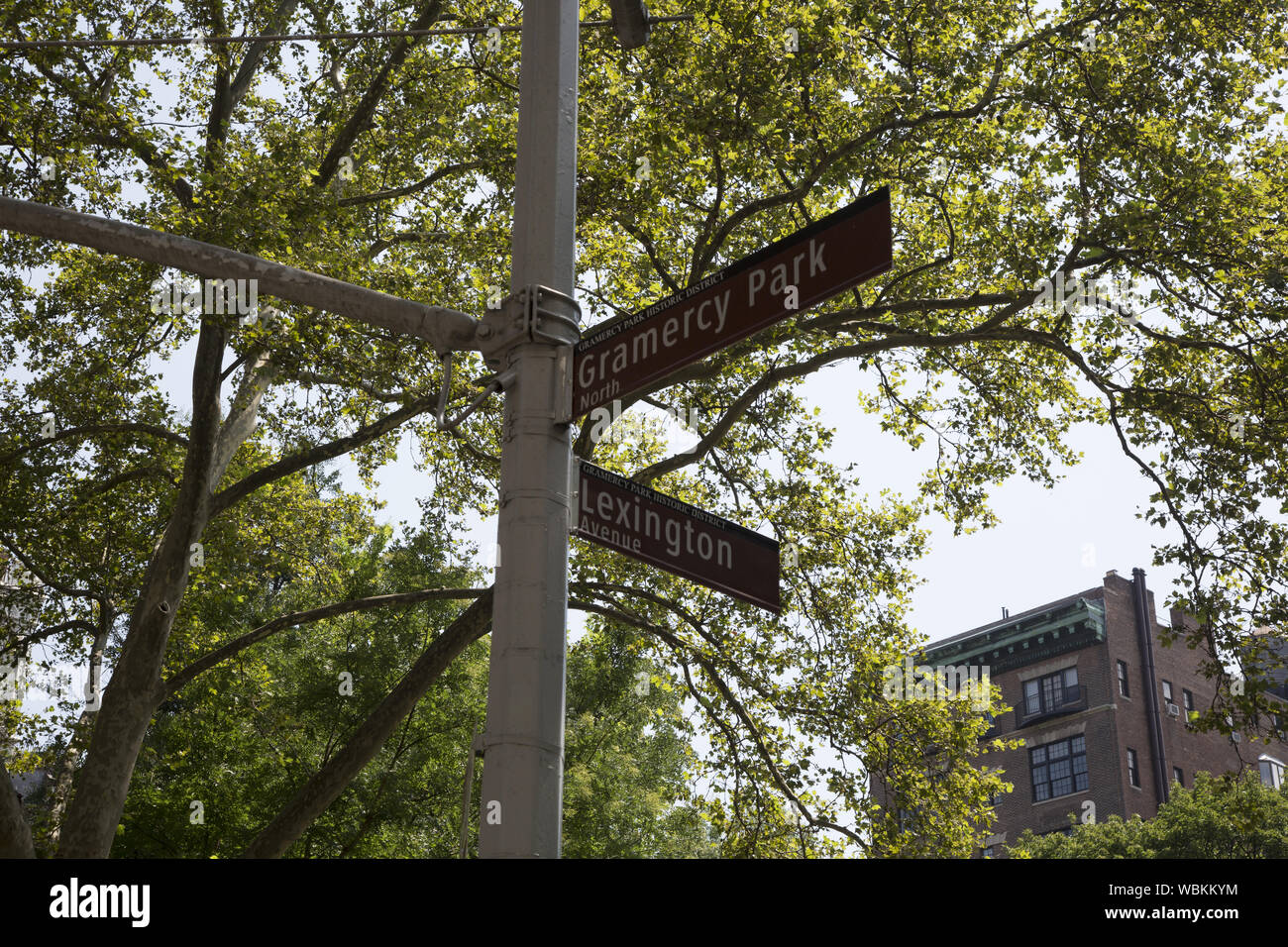 Street signs at Gramercy Park and Lexington Avenue in Manhattan. Stock Photo