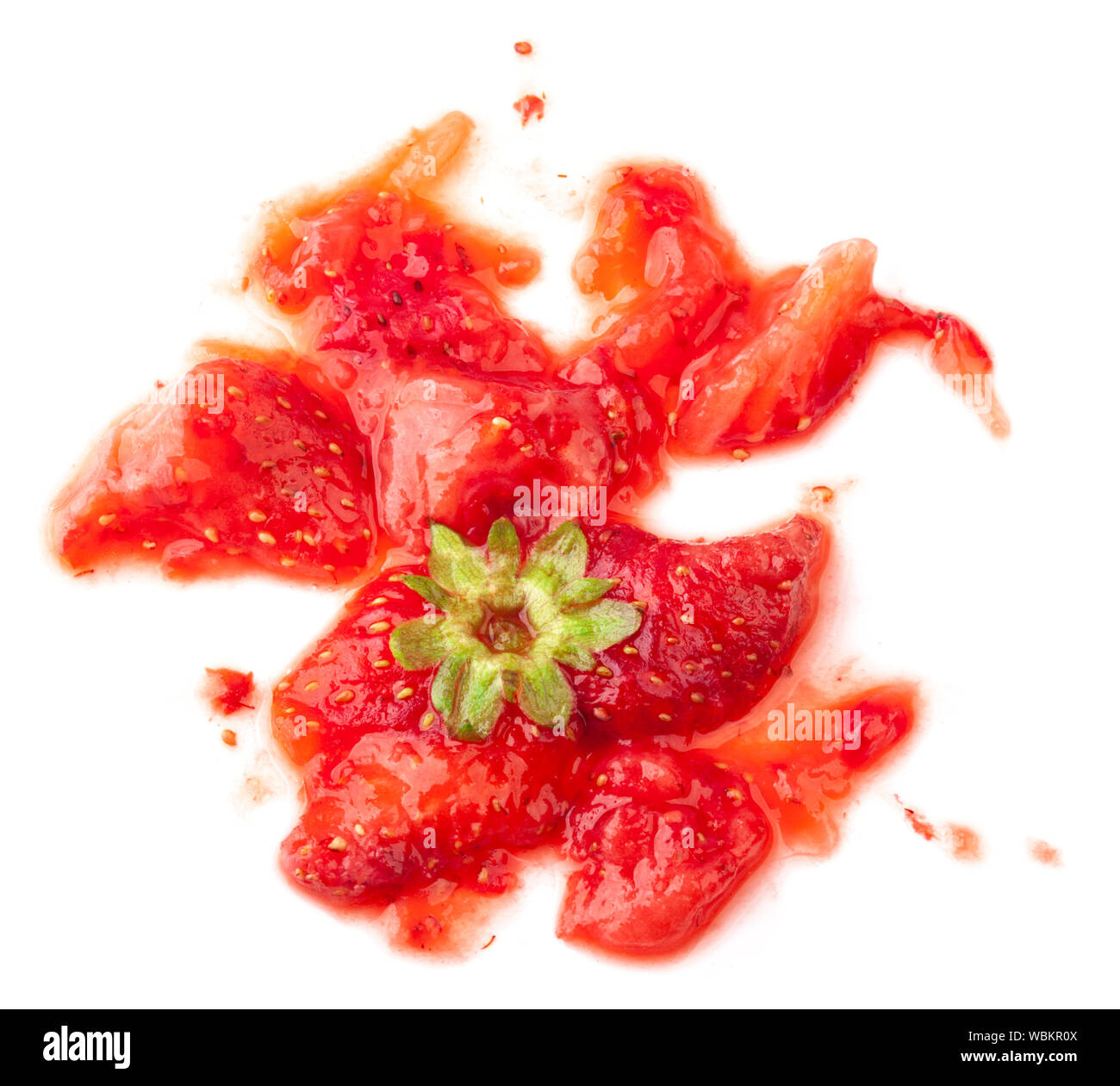 Smashed strawberry isolated on white Stock Photo
