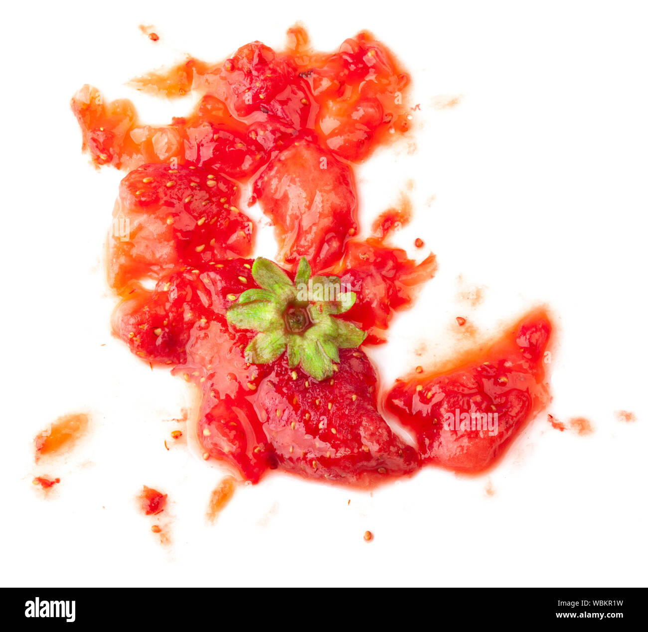 Smashed strawberry isolated on white Stock Photo