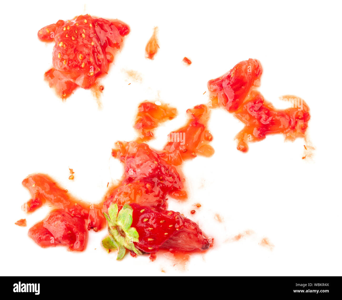 Smashed strawberry isolated on white Stock Photo