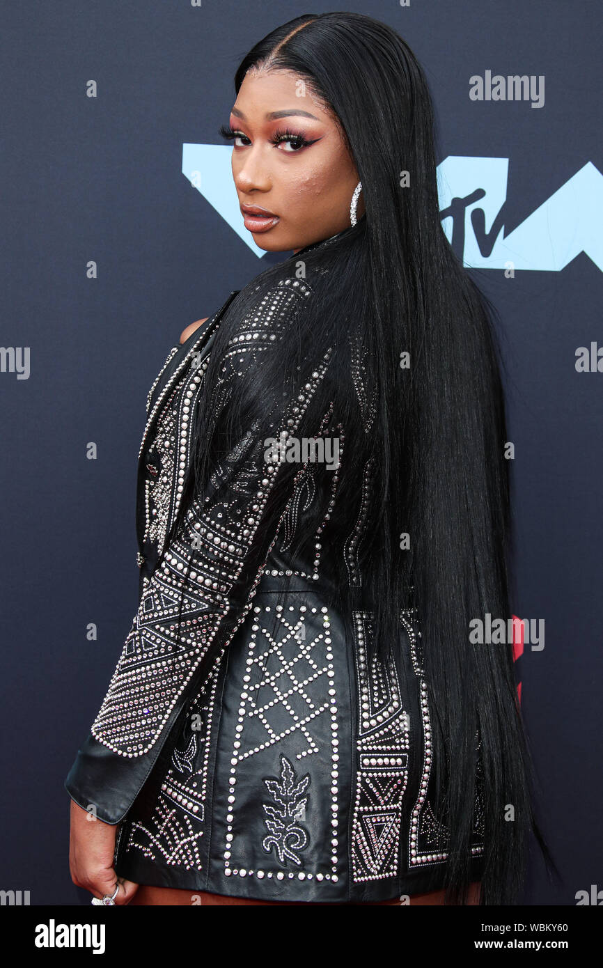 Newark, United States. 26th Aug, 2019. NEWARK, NEW JERSEY, USA - AUGUST 26:  Rapper Megan Thee Stallion arrives at the 2019 MTV Video Music Awards held at  the Prudential Center on August
