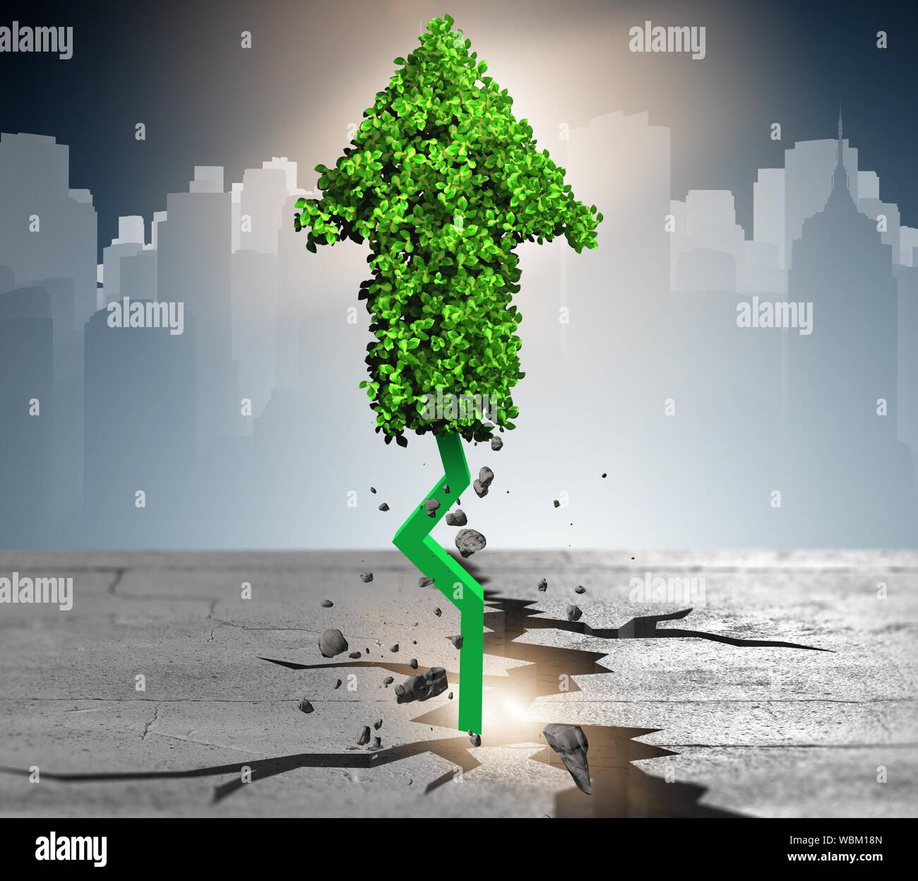 The green arrow pointing upwards - 3d rendering Stock Photo - Alamy