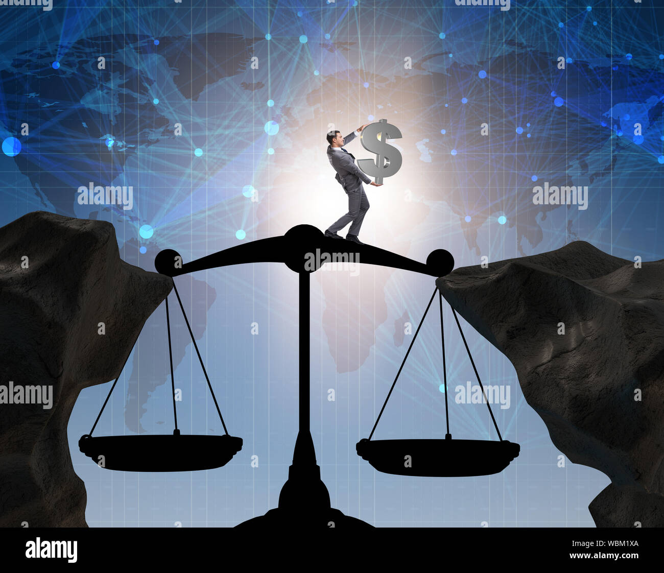 The businessman holding dollar sign in justice concept Stock Photo - Alamy