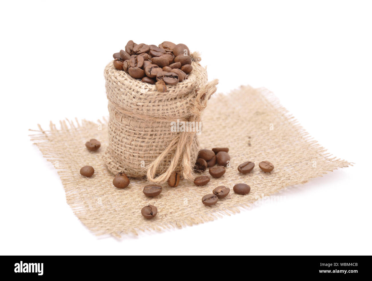 Coffee beans in a sack made of rag cloth Stock Photo - Alamy