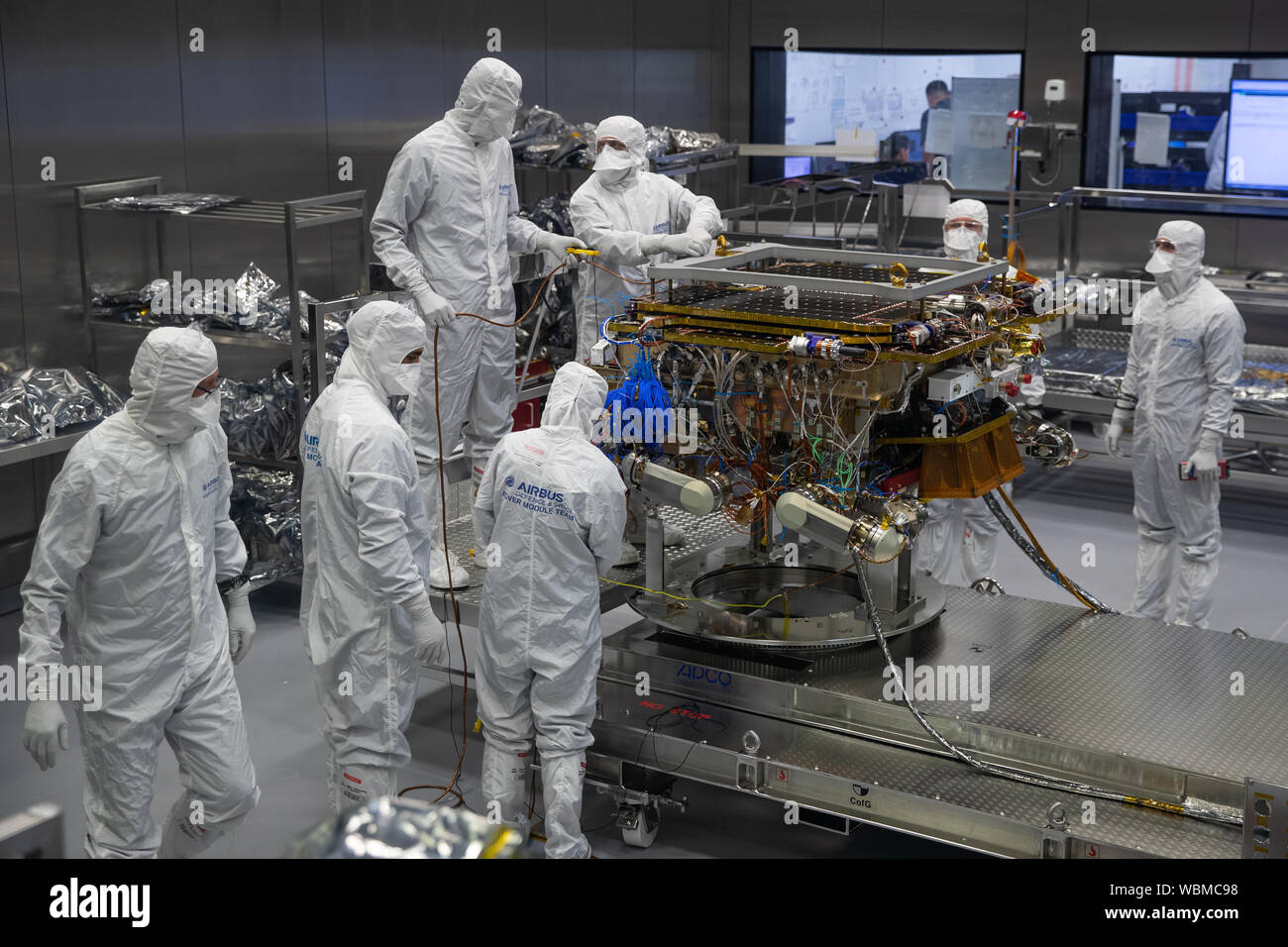 The European Space Agency's ExoMars rover is being prepared to leave Airbus in Stevenage. The ExoMars 2020 rover Rosalind Franklin is EuropeÕs first planetary rover it will search for signs of past or present life on Mars. Stock Photo
