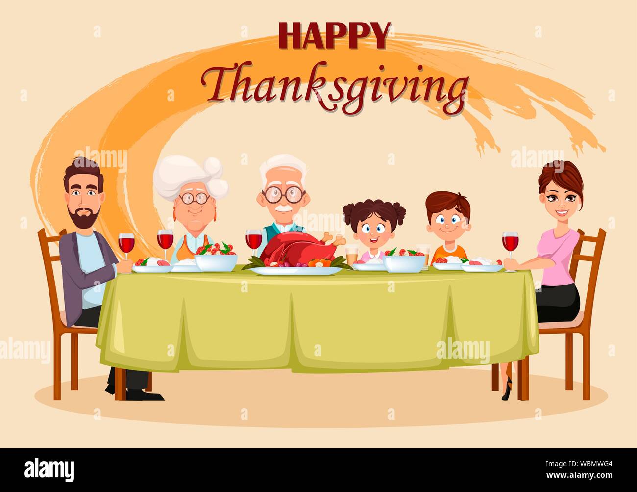 Happy Thanksgiving day. Happy family enjoying thanksgiving meal at the ...