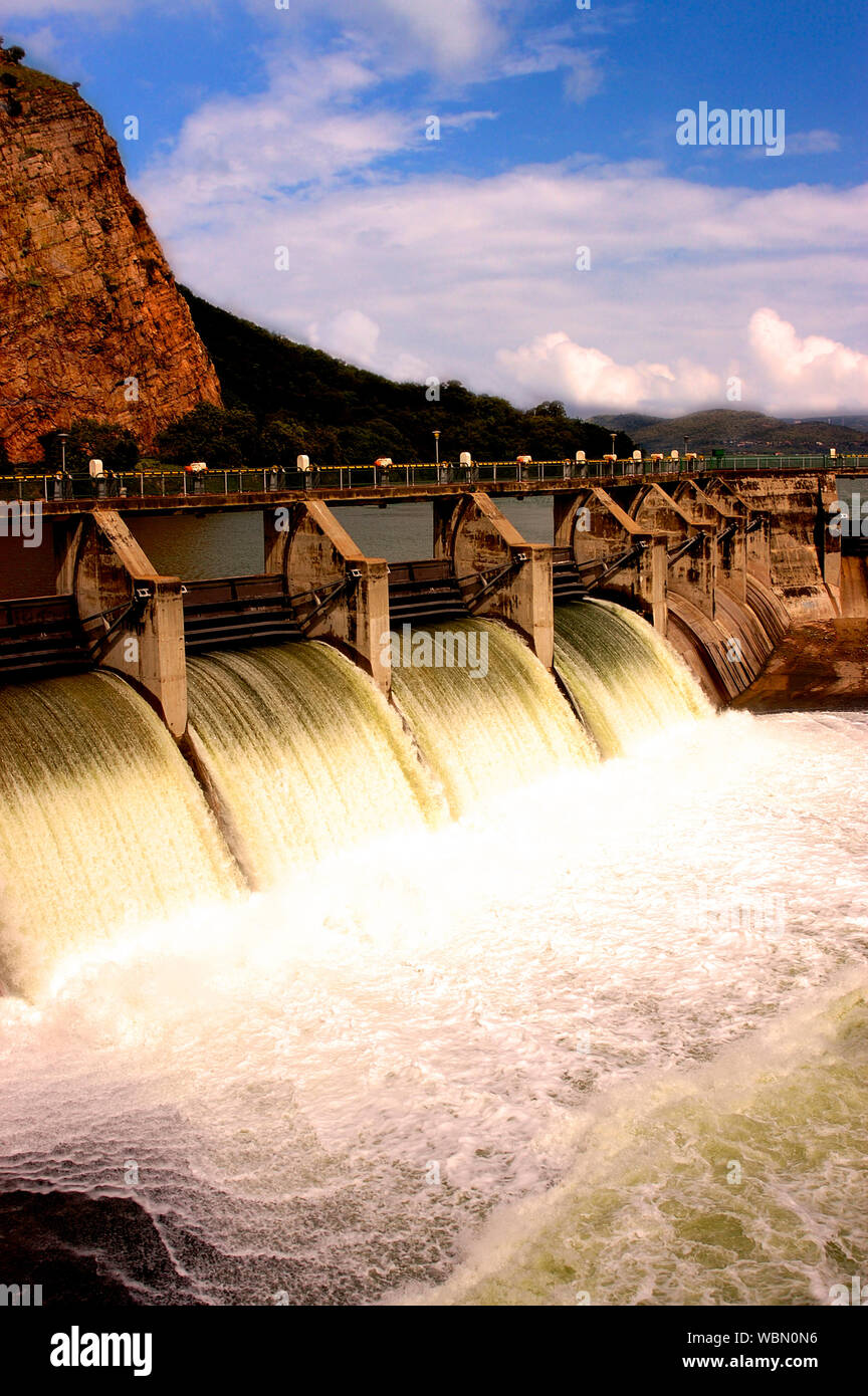 Water release at dam wall Stock Photo Alamy