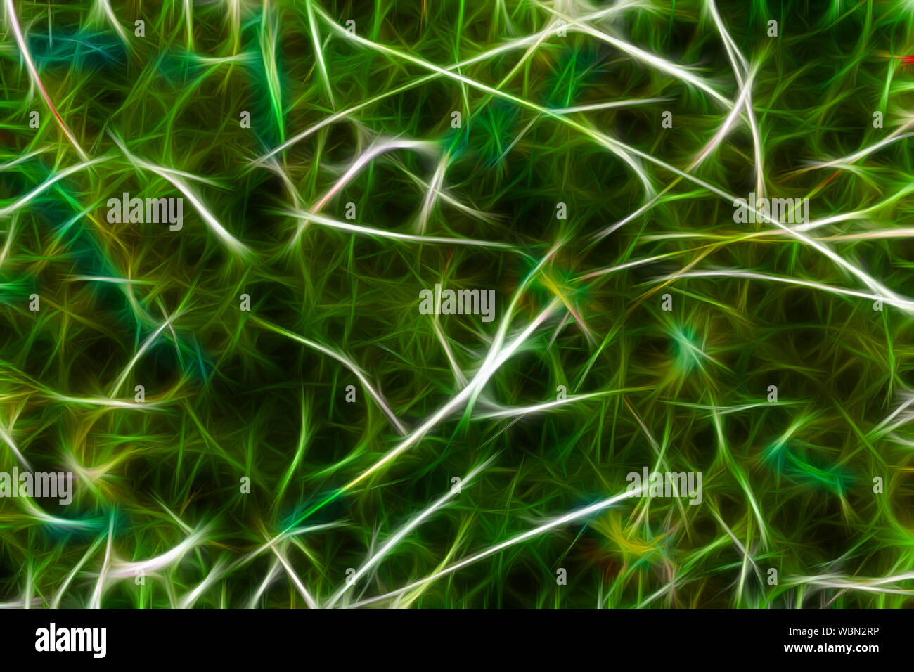 Neuron brain cells abstract background. Neurons connections backdrop painted in green color. Stock Photo