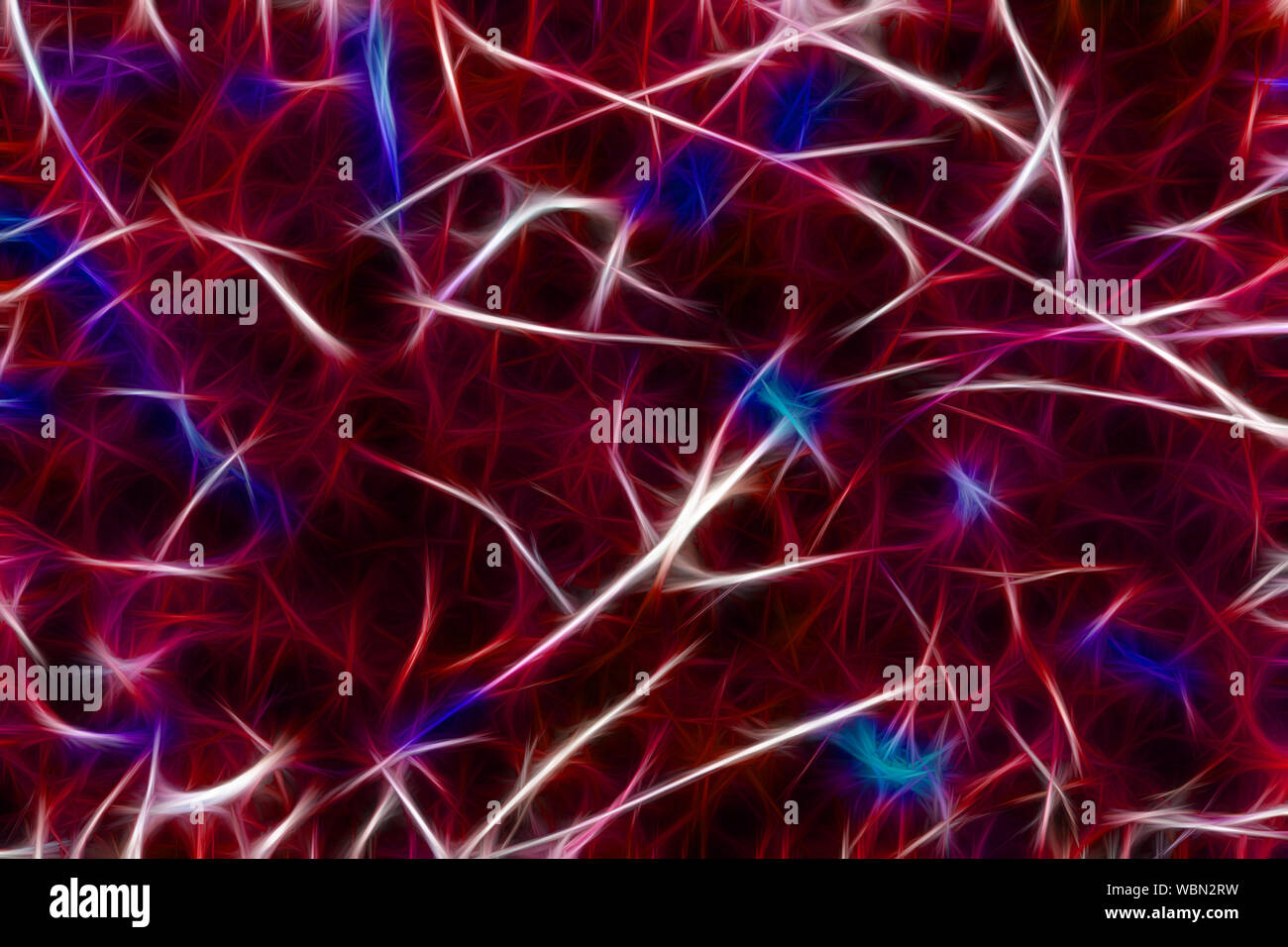 Neuron brain cells abstract background. Neurons connections backdrop painted in red color. Stock Photo