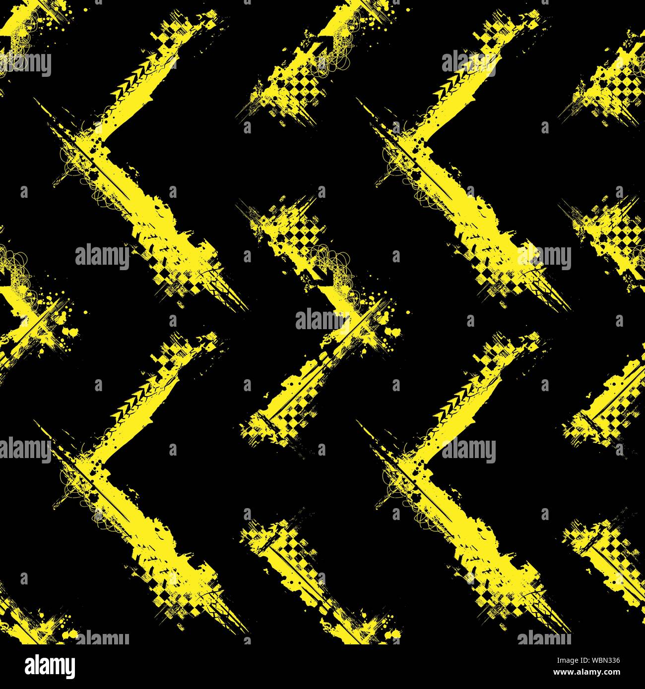 Yellow grunge square corner frame with race elements isolated on black background Stock Vector