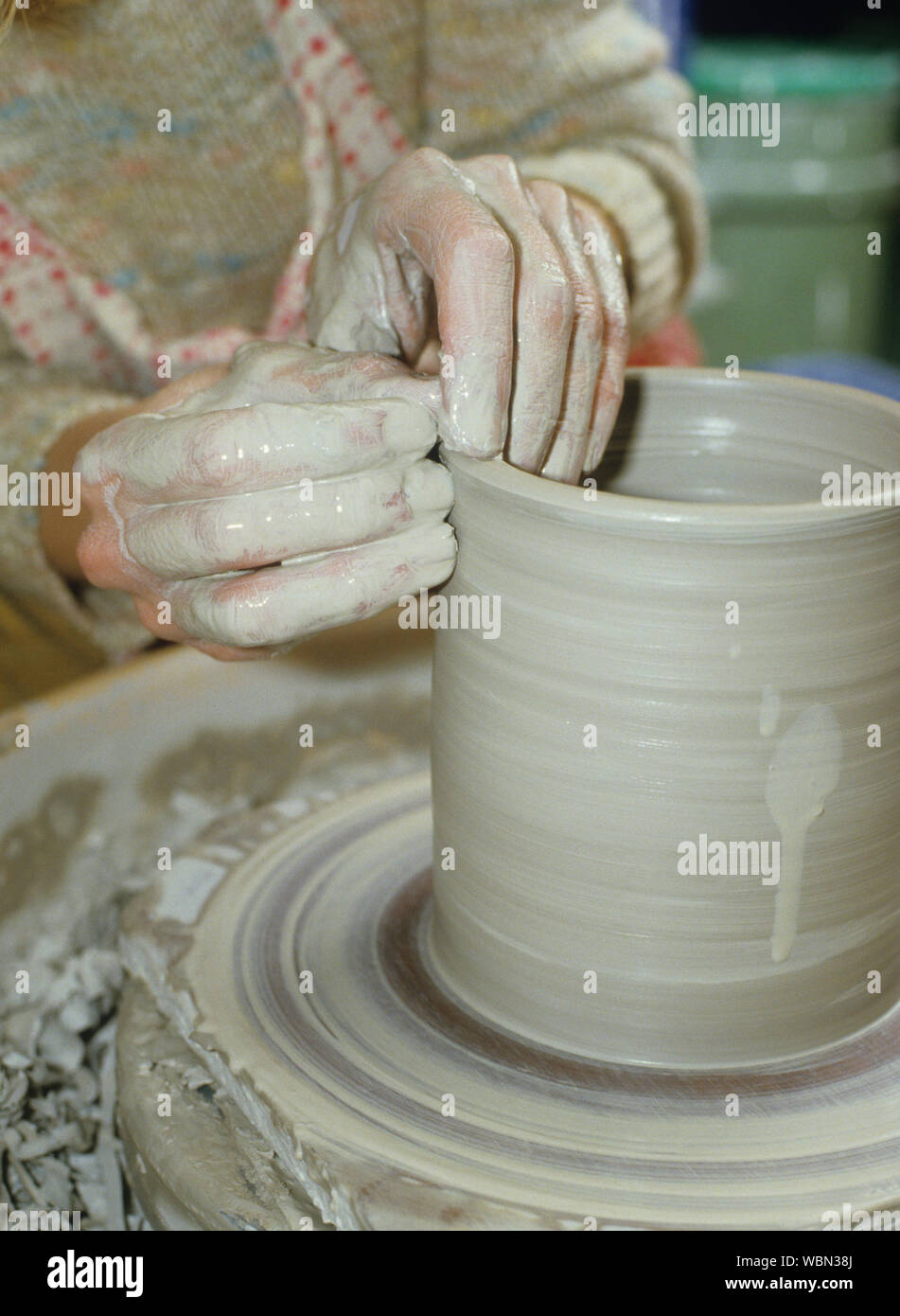POTTER WHEEL with a ceramic work Stock Photo Alamy