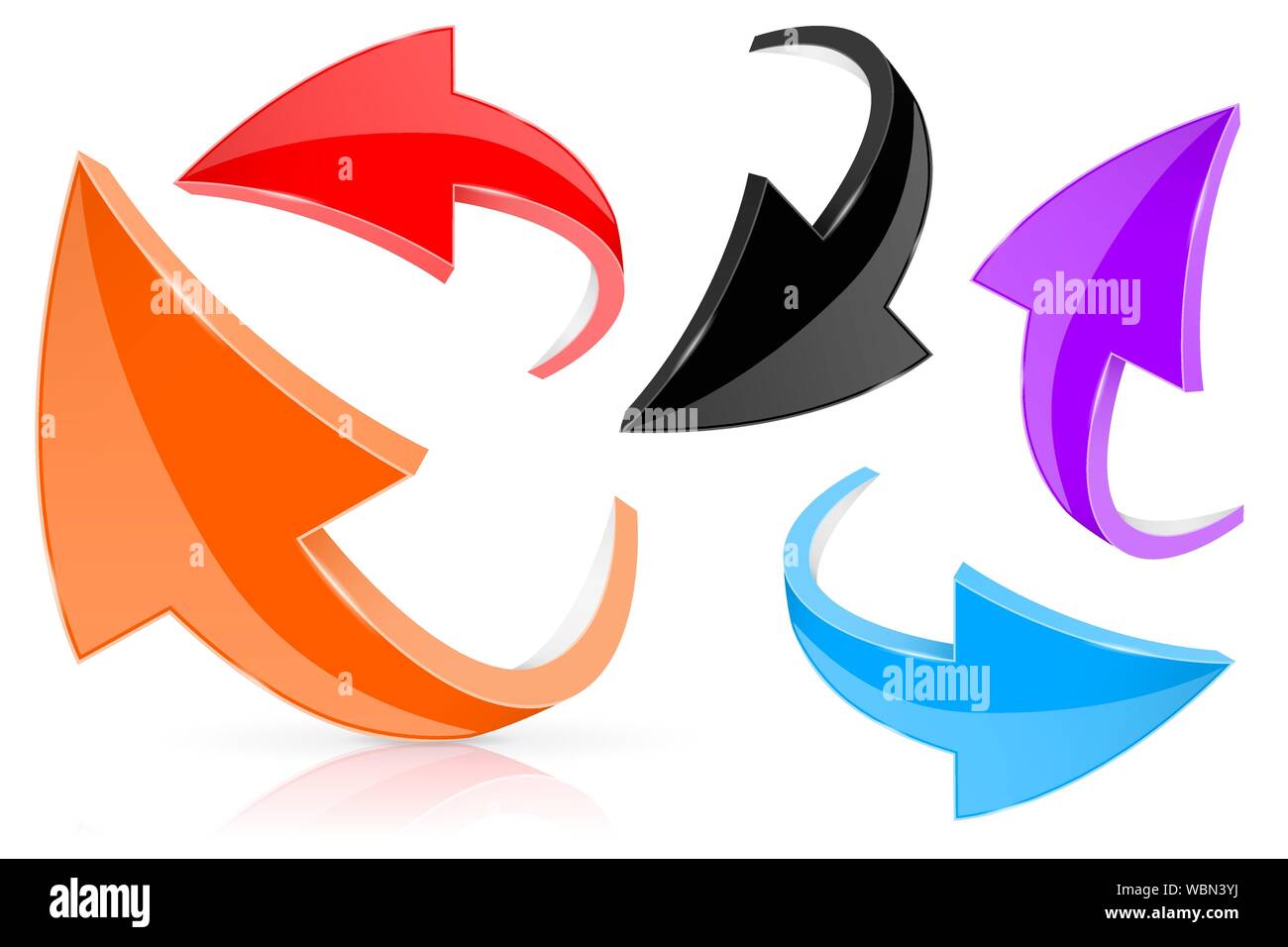 Shiny 3d arrows. Colored icons Stock Vector