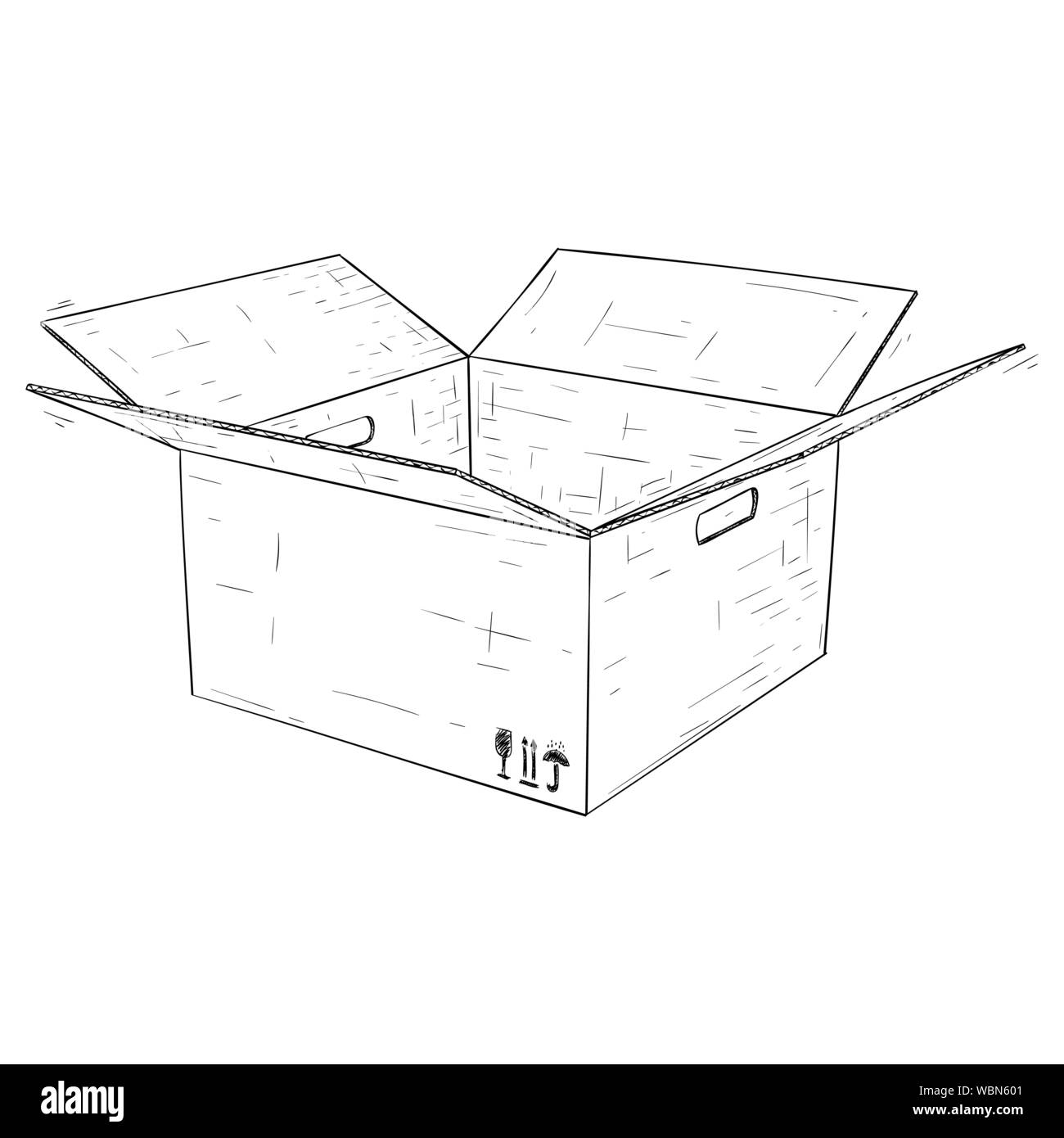 Brown open cardboard box Hand drawn colored sketch Stock Vector Image   Art  Alamy