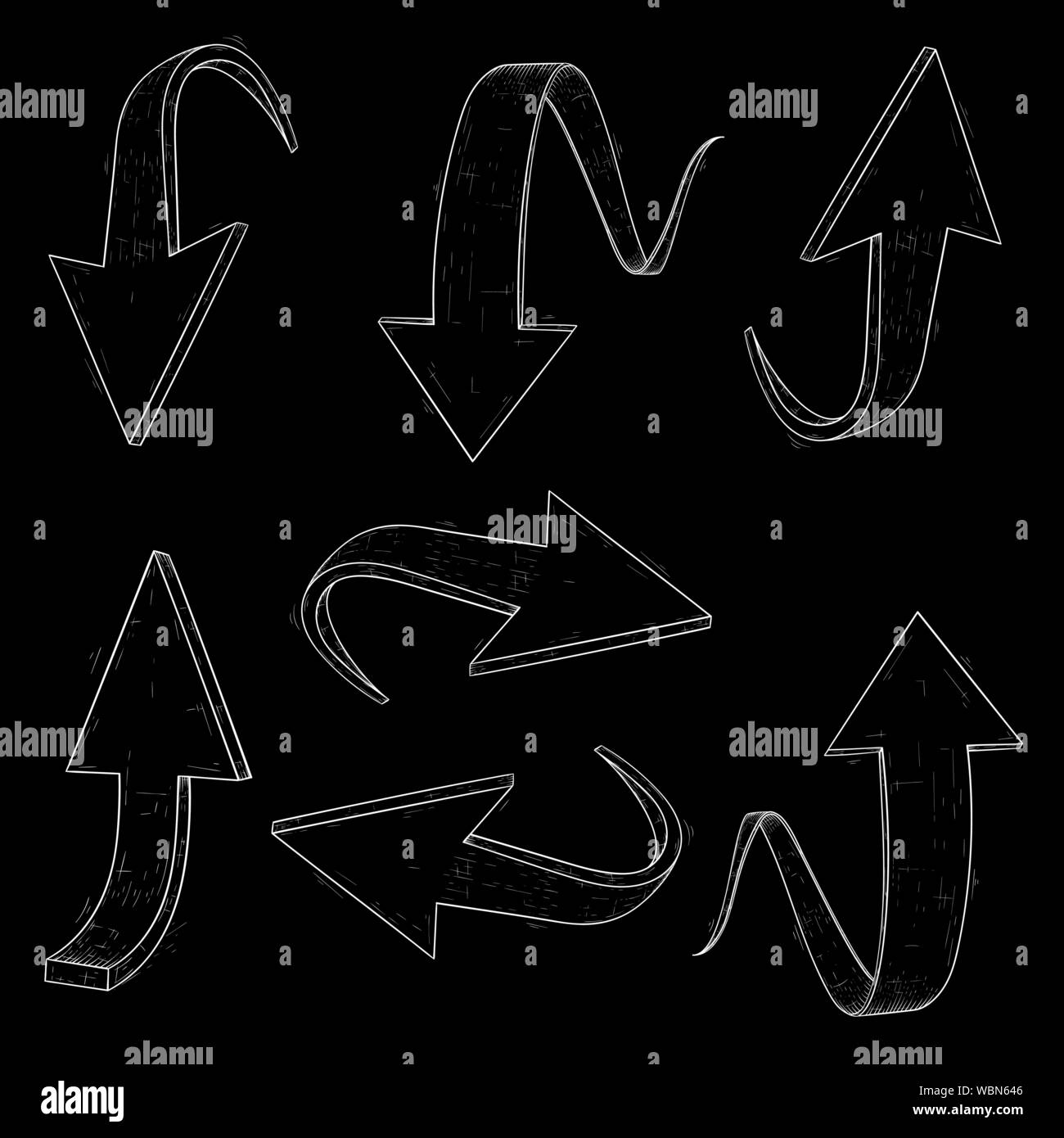 Black hand drawn arrows on black background Stock Vector Image & Art ...