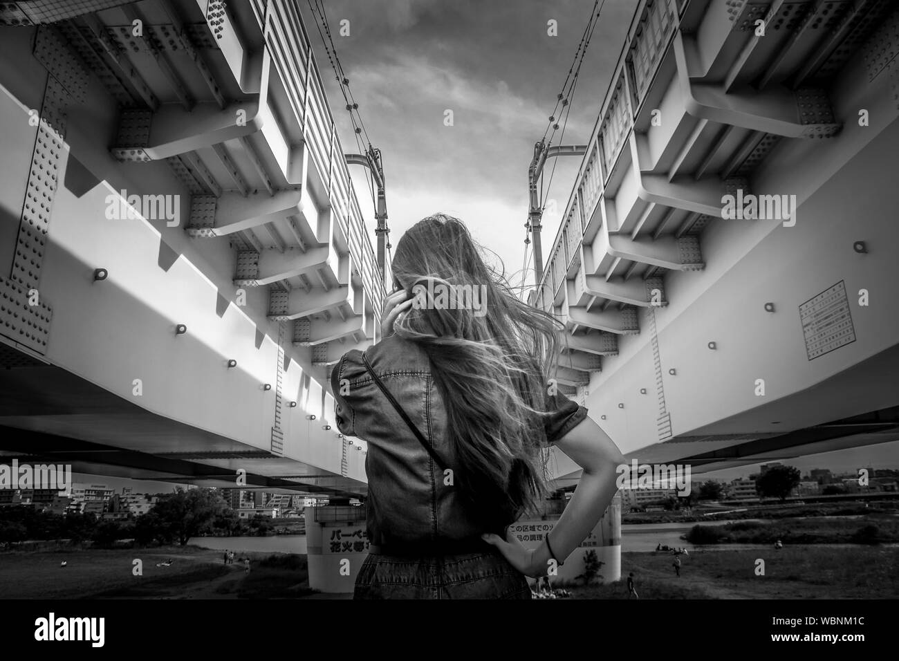 Woman bridge rear view Black and White Stock Photos & Images - Alamy