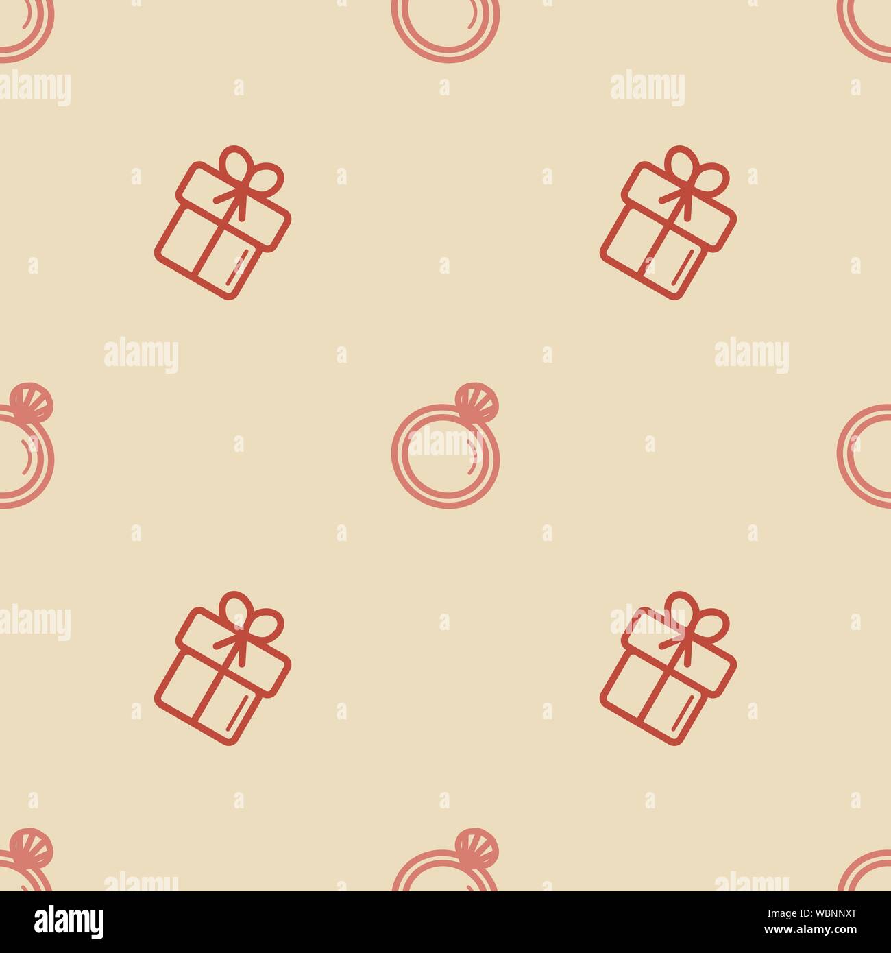 Wedding background seamless vector pattern in modern flat style. Stock Vector