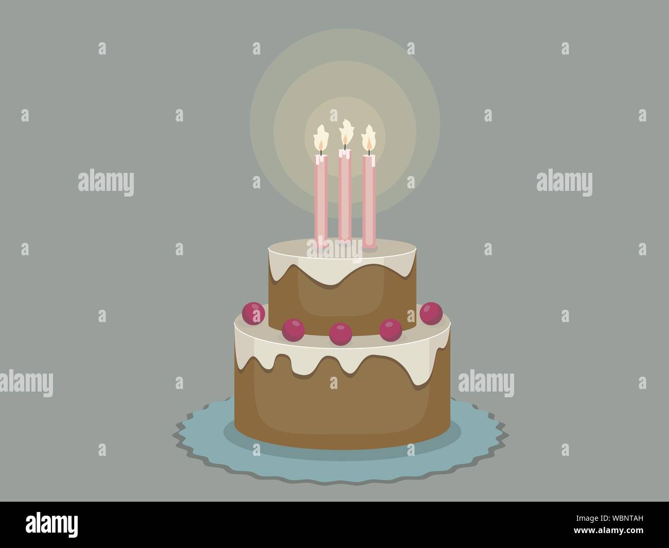 Birthday cake with candles on a dark background, vector illustration ...