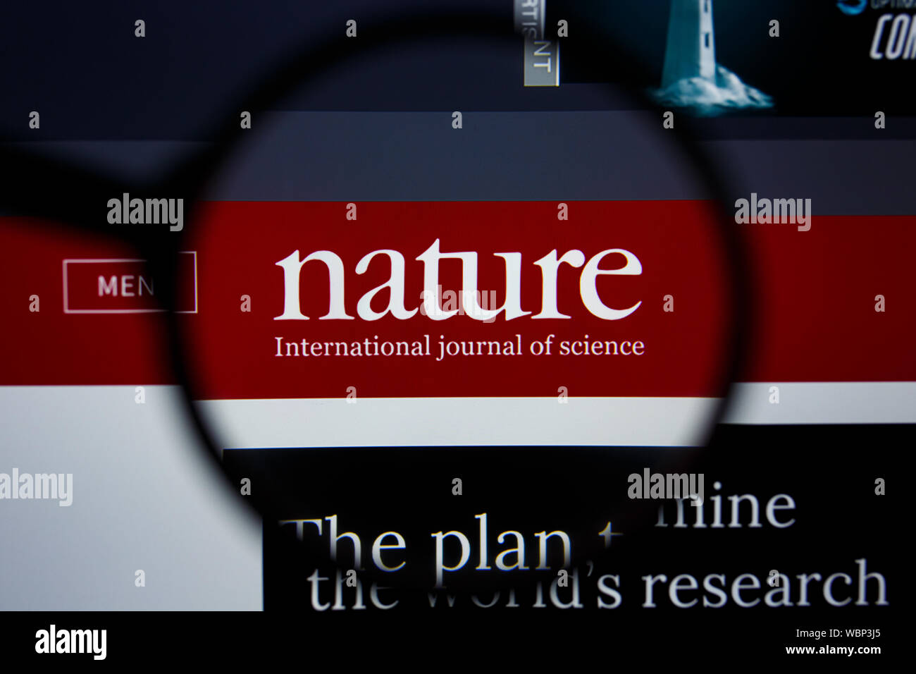 Los Angeles, California, USA - 21 Jule 2019: Illustrative Editorial of NATURE  INTERNATIONAL JOURNAL OF SCIENCE website homepage. NATURE logo visible on  display screen Stock Photo - Alamy