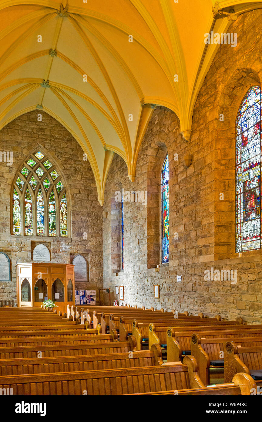 DORNOCH SUTHERLAND SCOTLAND DORNOCH CATHEDRAL INTERIOR STAINED GLASS