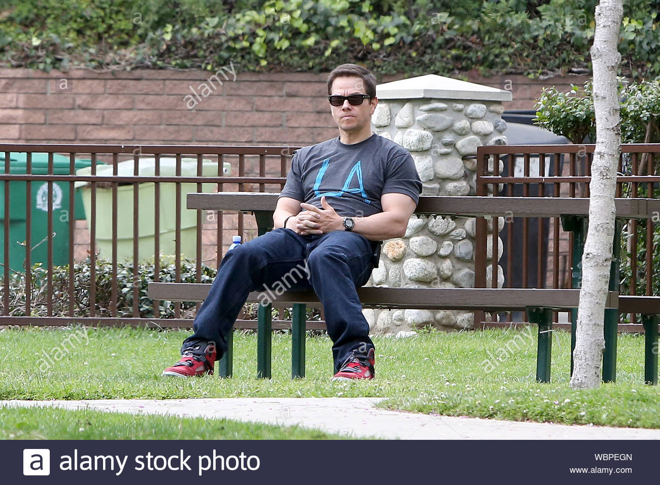 Beverly Hills Ca Mark Wahlberg Enjoys A Relaxing Day At The