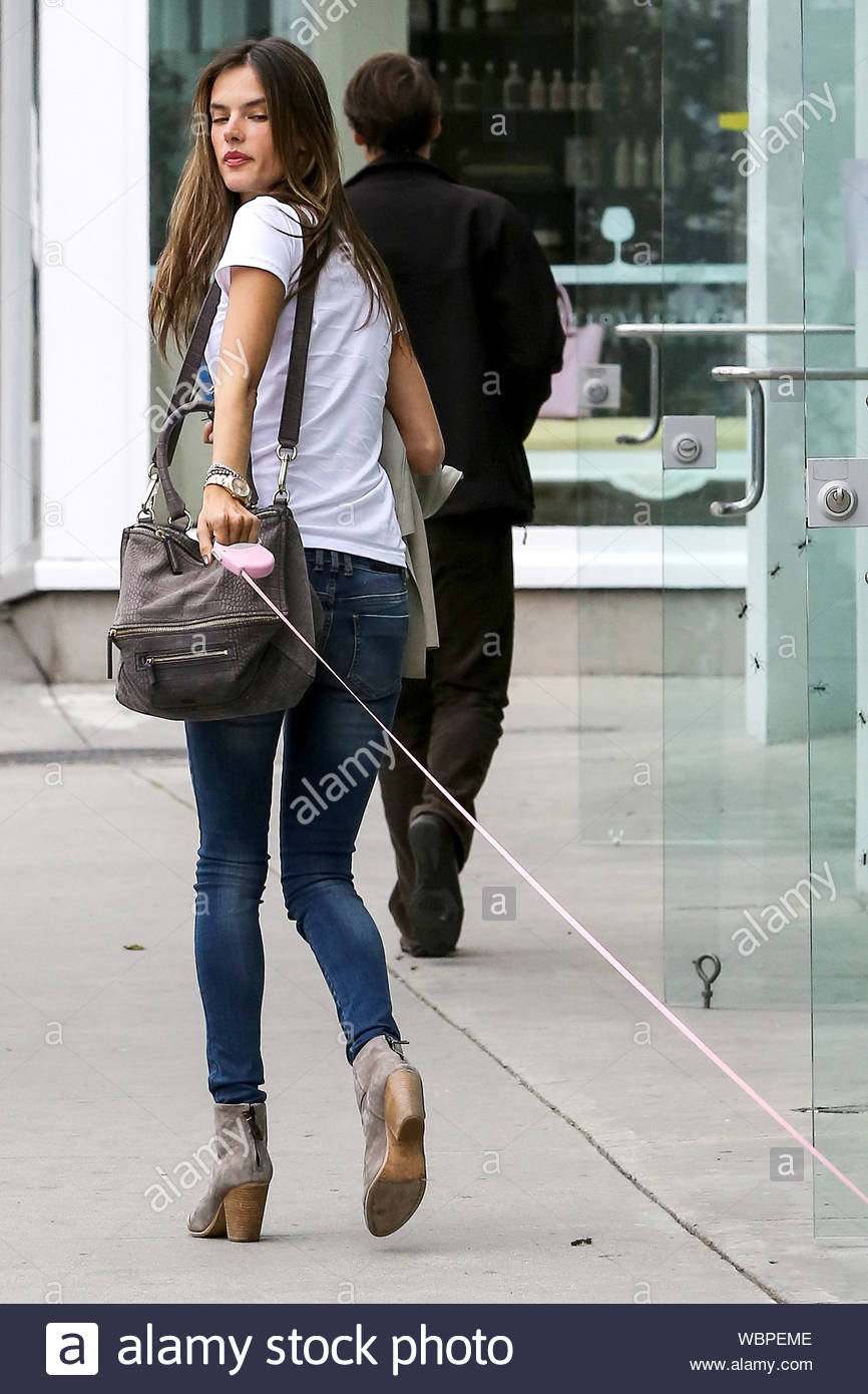 Santa Monica Ca Alessandra Ambrosio Leaves The Luxe Lab Hair Salon In Santa Monica Today Looking Happy As She Makes Her Way To The Car With Her Adorable Dog Alessandra Looked