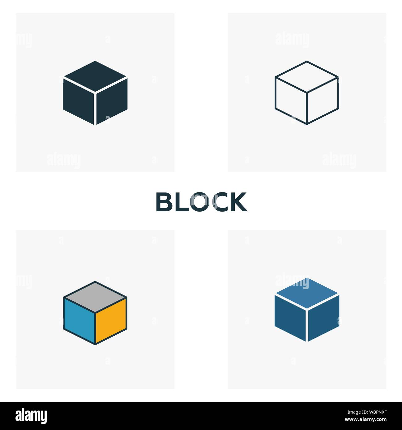 Block icon set. Four elements in diferent styles from blockchain icons ...