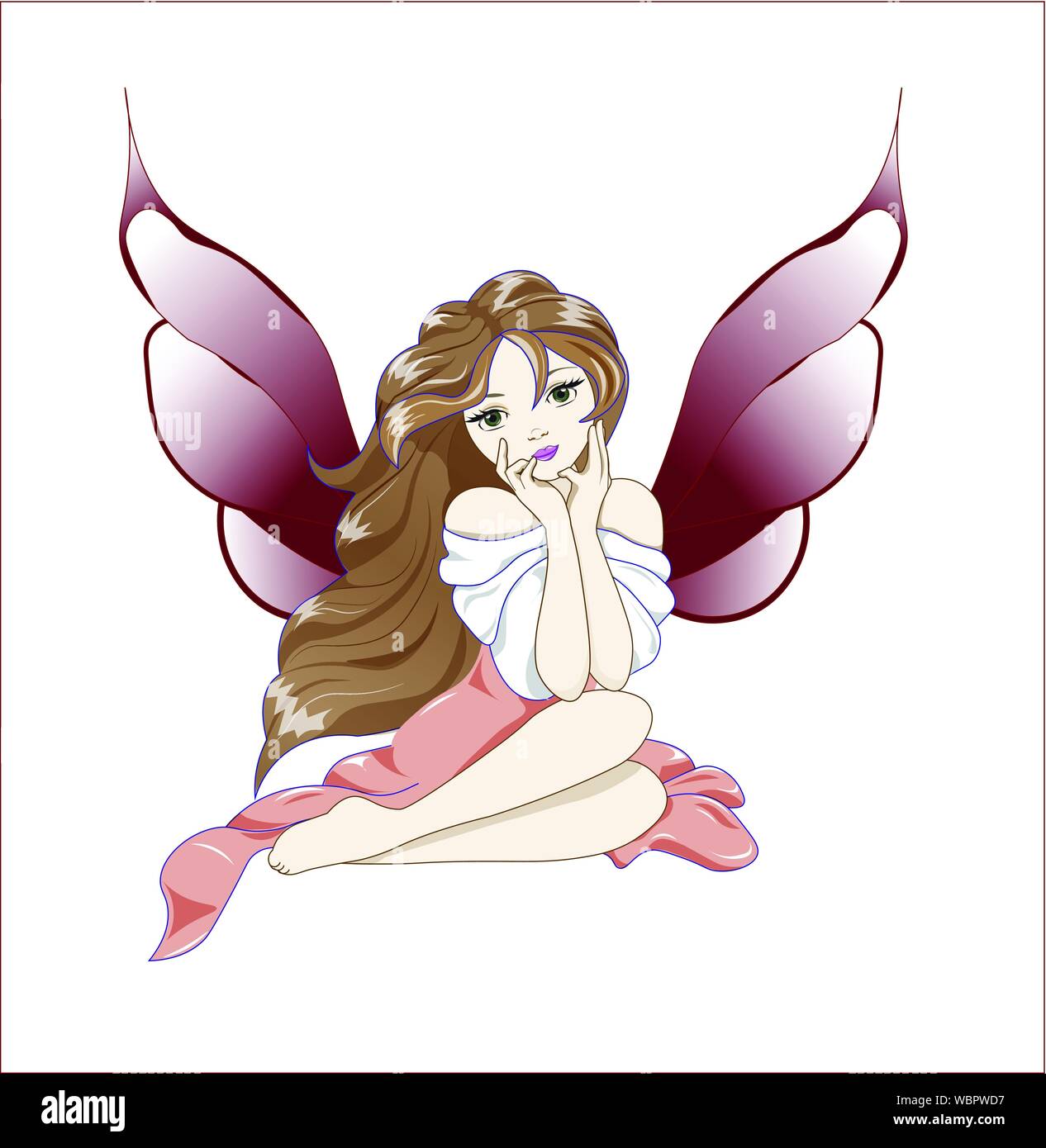 The beautiful fairy girl in a pink dress and punk wings Stock Vector Image  & Art - Alamy