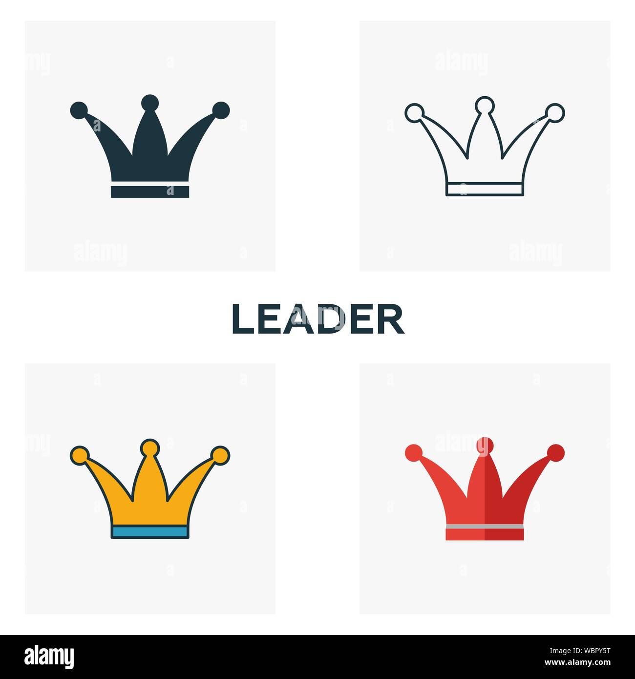 Leader icon set. Four elements in diferent styles from business icons ...