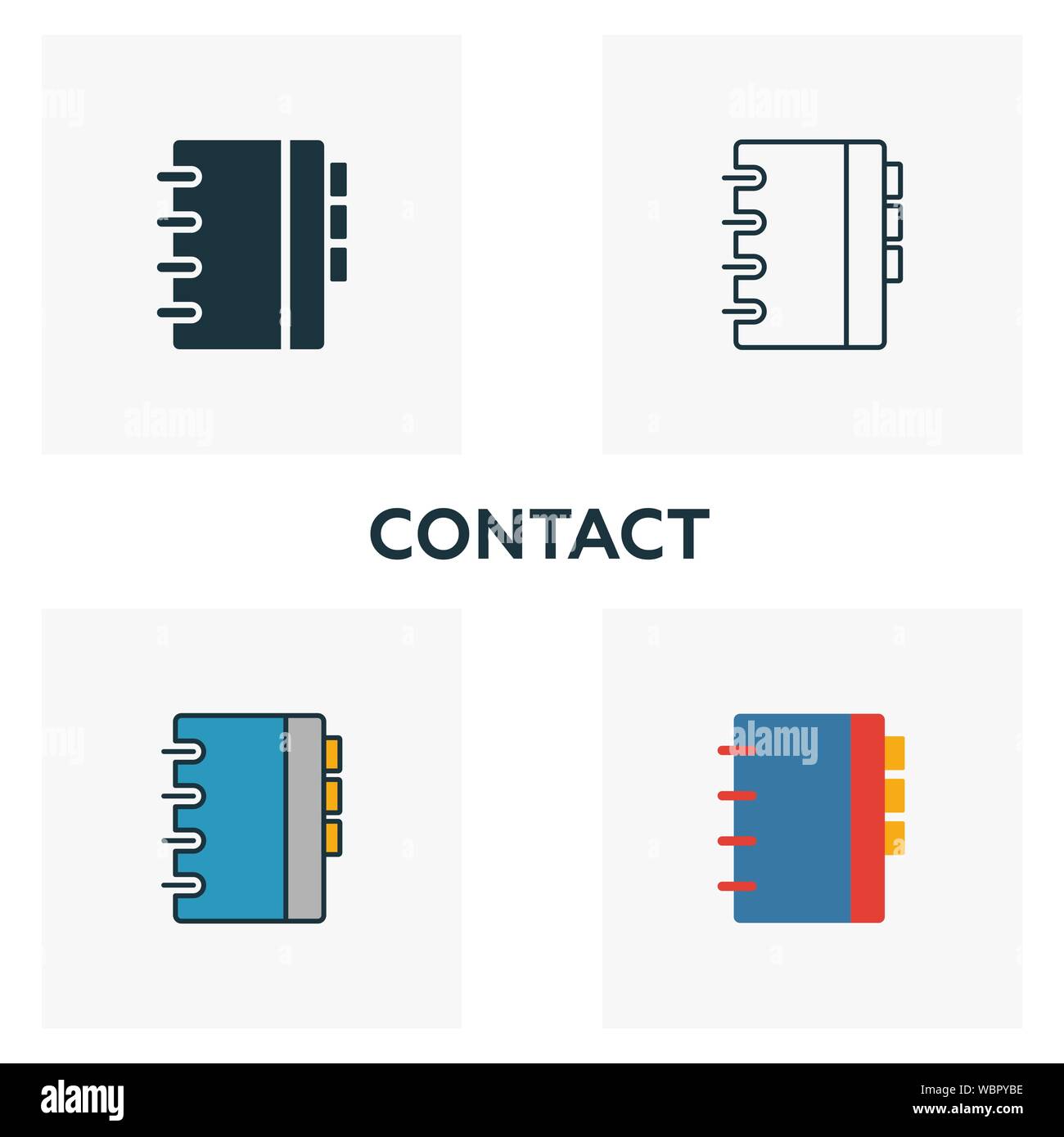Contact icon set. Four elements in diferent styles from business icons ...