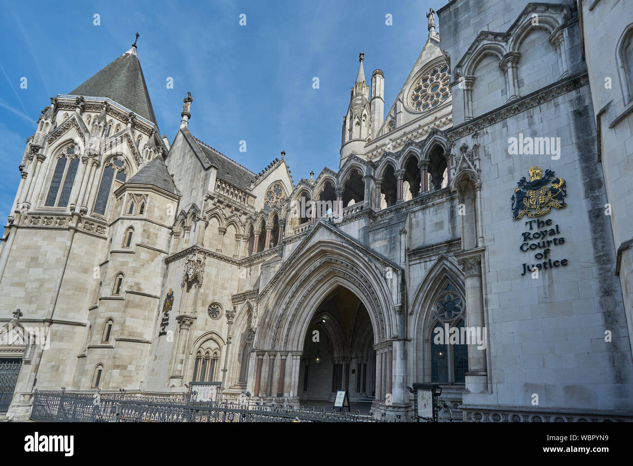The royal courts of justice London.  The high court. Stock Photo