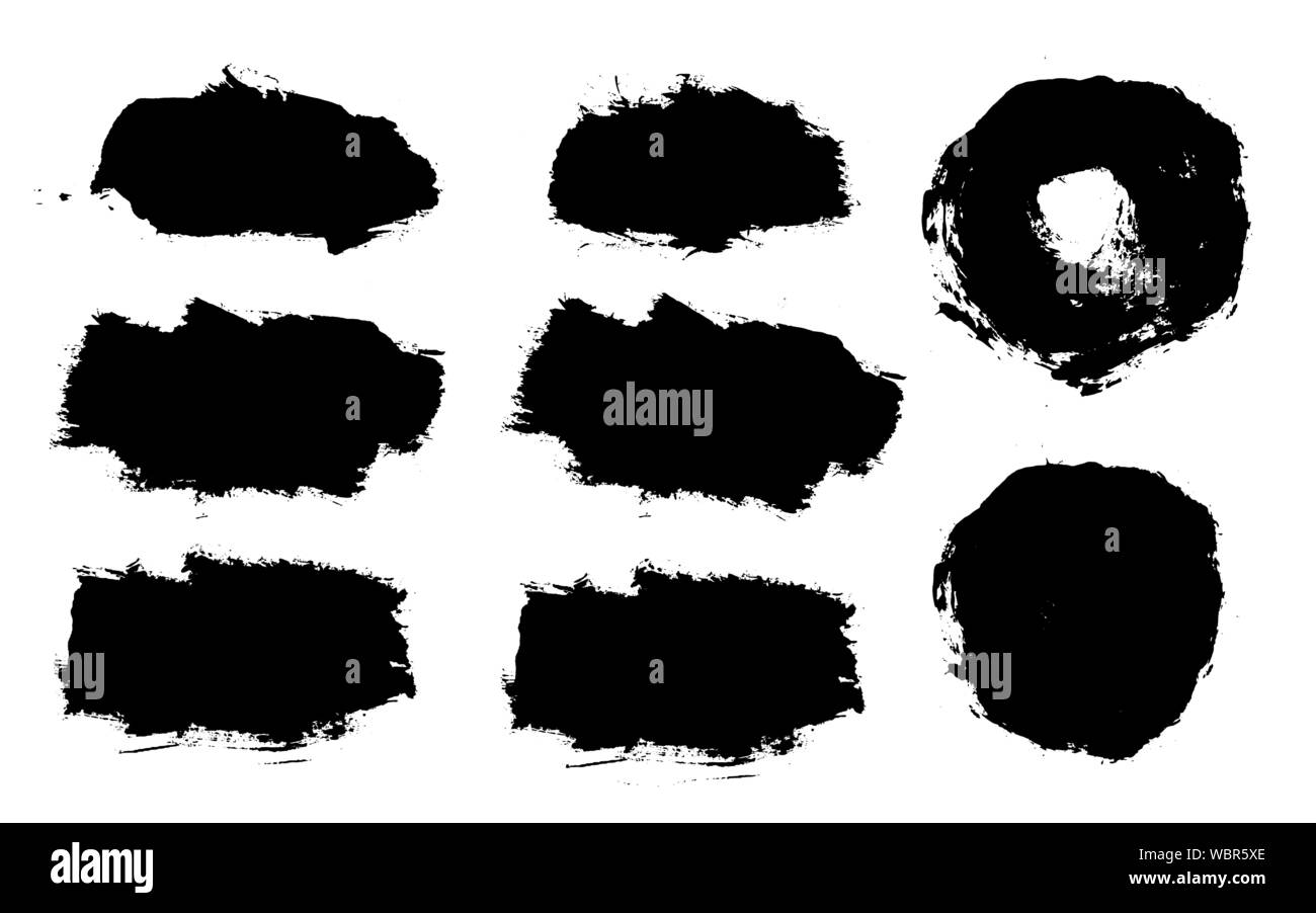 Brush strokes. Vector paintbrush set. Grunge design elements Stock ...