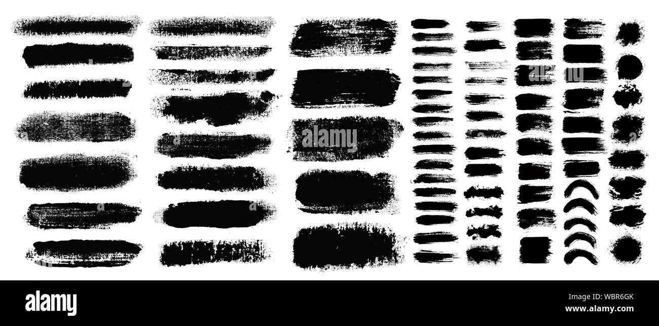 Brush strokes. Vector paintbrush set. Grunge design elements Stock ...