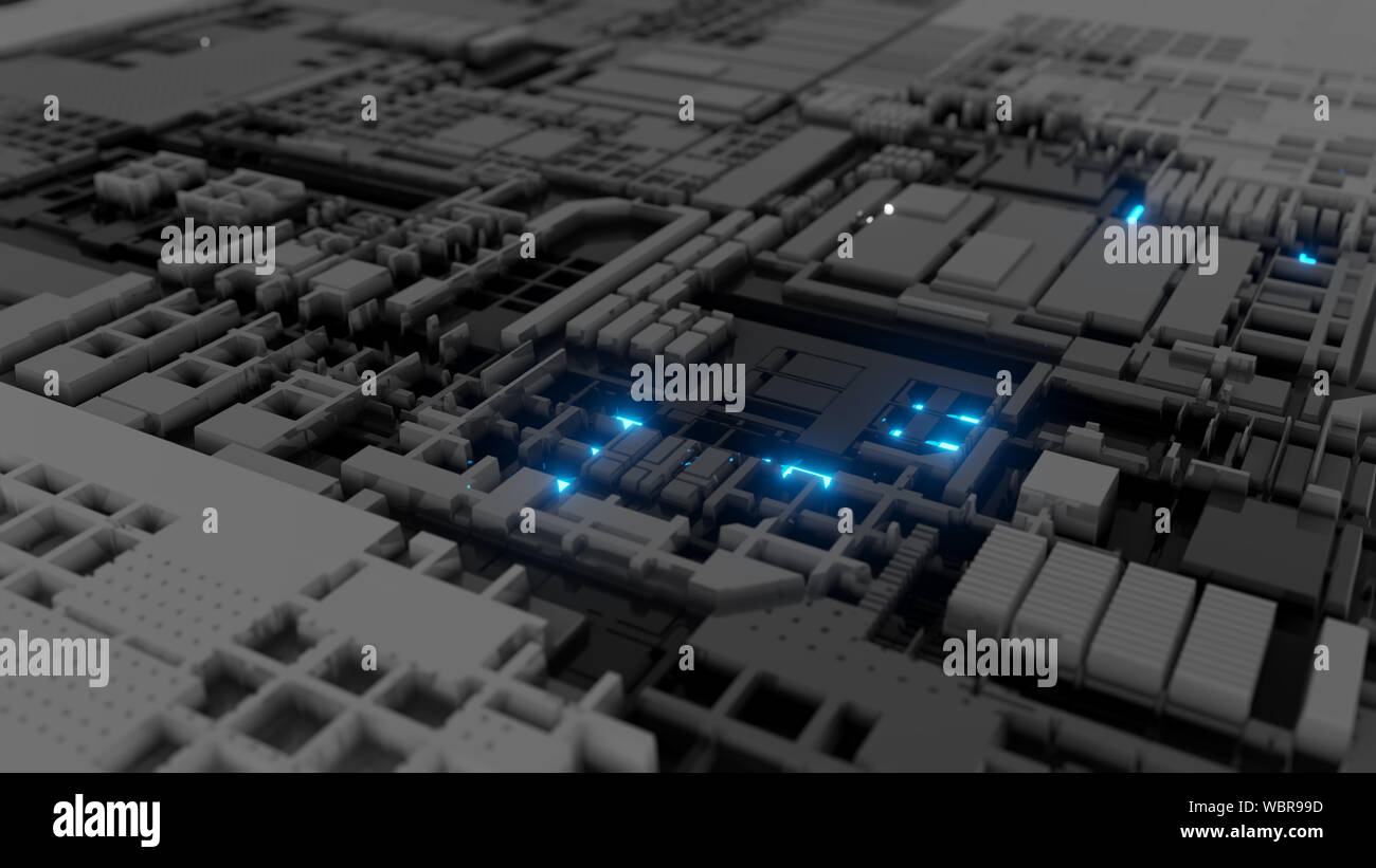 3d render Abstract Technology Background With Cubes. Digital technology ...