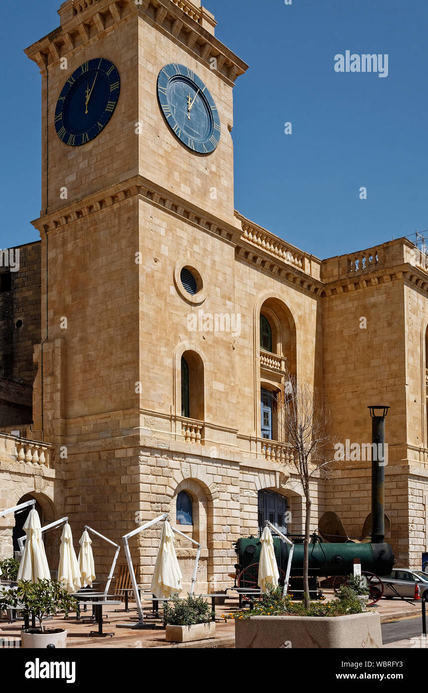 Maritime Museuml Clock Tower; 1845; limestone, old train car, tables