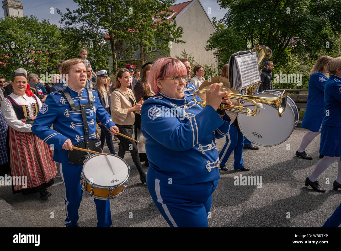 Marching band, Iceland's Independence Day, Reykjavik, Iceland Stock Photo