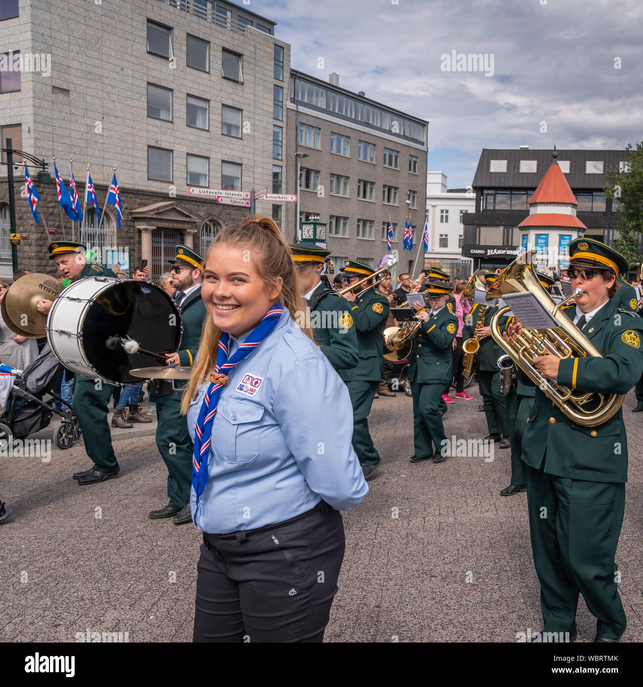 Marching band, Iceland's Independence Day, Reykjavik, Iceland Stock Photo