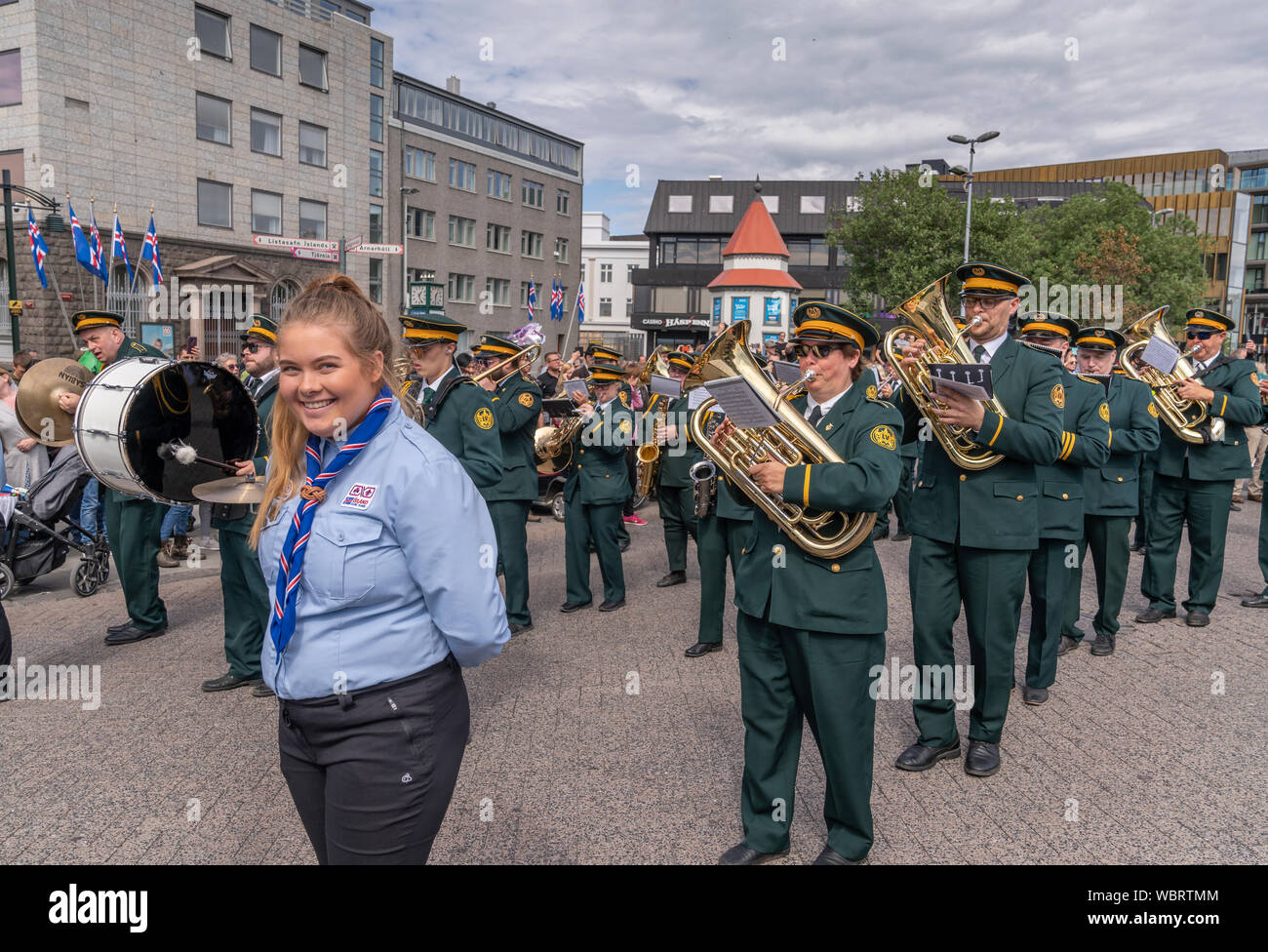 Marching band, Iceland's Independence Day, Reykjavik, Iceland Stock Photo