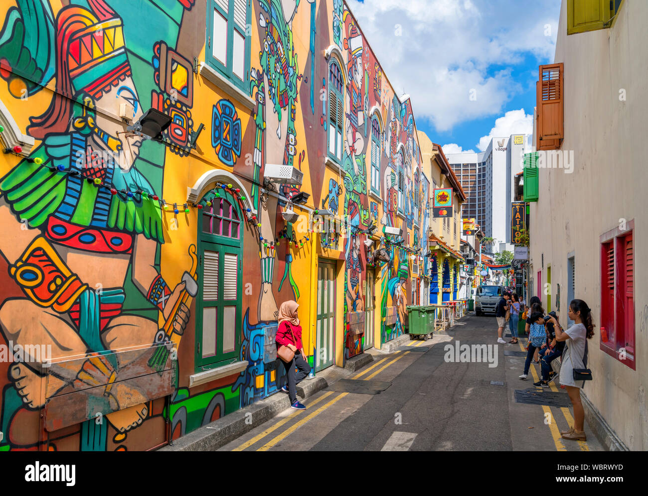 Murals on Haji Lane in the Kampong Glam district, Singapore City, Singapore Stock Photo