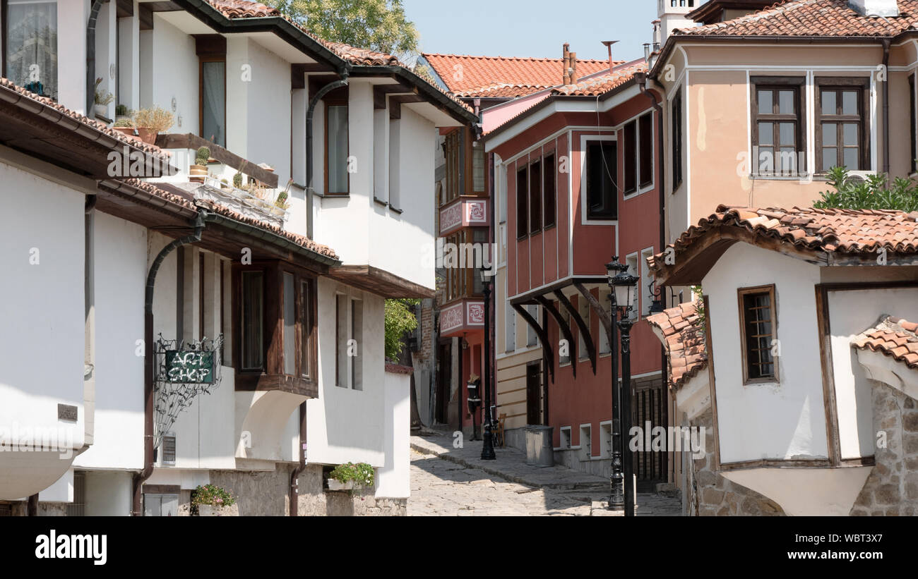 Street of old town of Plovdiv Stock Photo