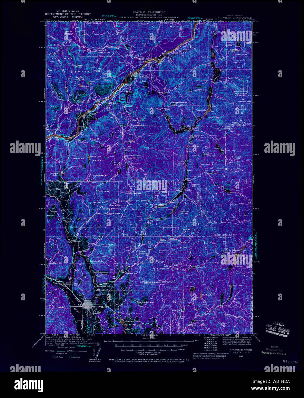 USGS Topo Map Washington State WA Colville 240616 1929 125000 Inverted