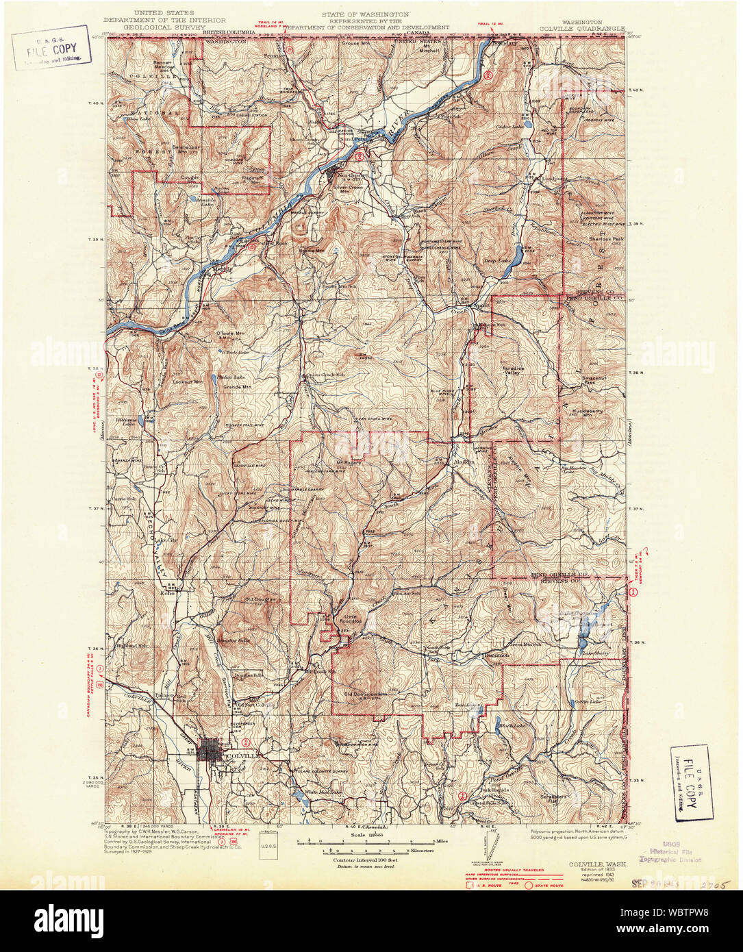 Colville washington map hi-res stock photography and images - Alamy