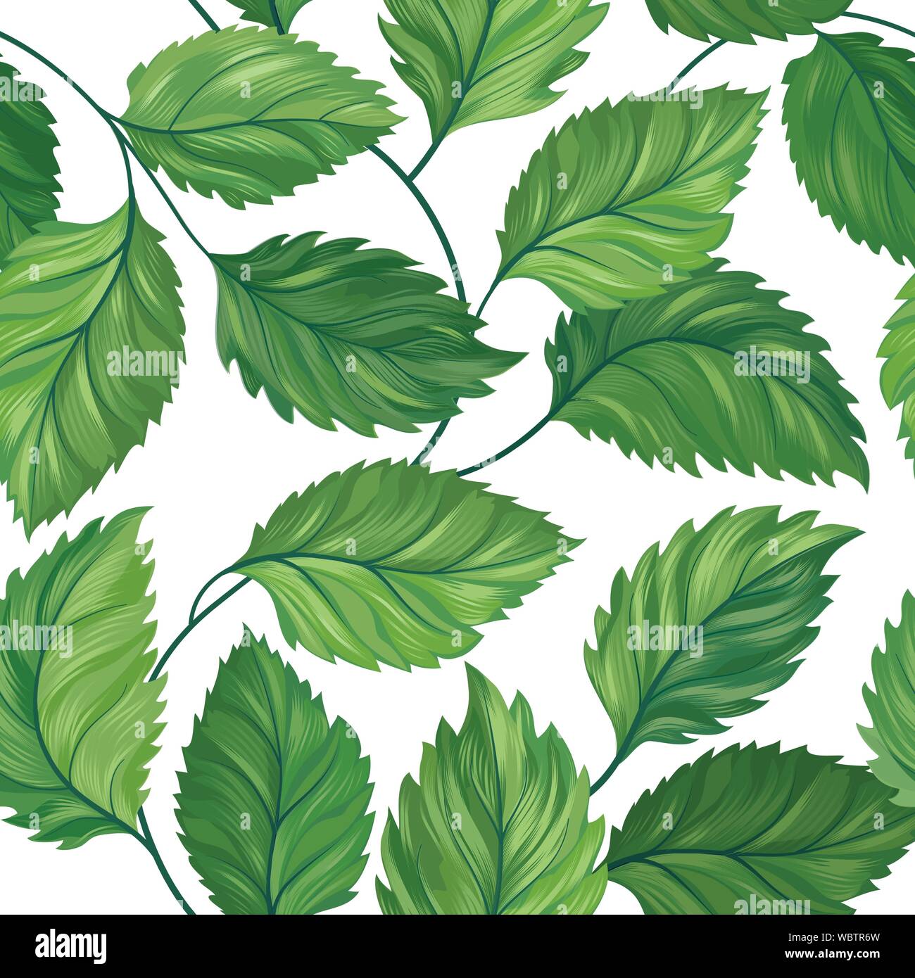 Floral green leaf seamless pattern. Leaves background. Summer flourish