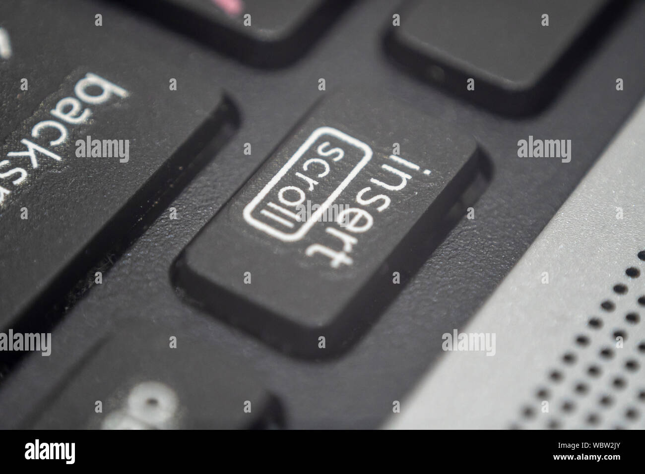 Extreme macro of the insert key on a laptop keyboard Stock Photo - Alamy