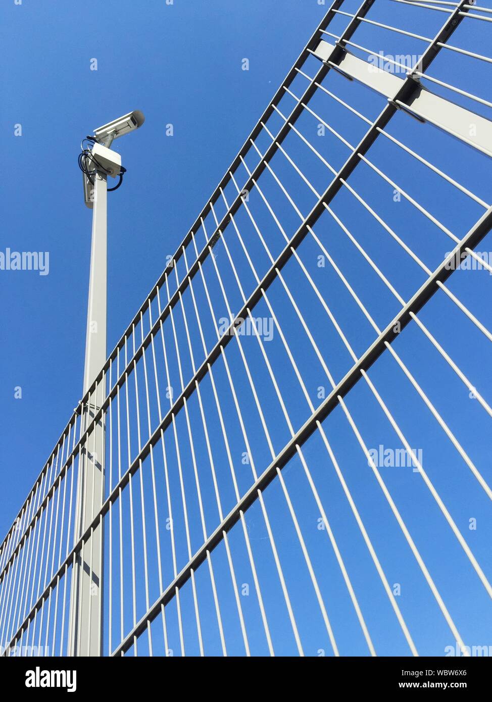 Fence Monitored With Cctv Camera Stock Photo Alamy