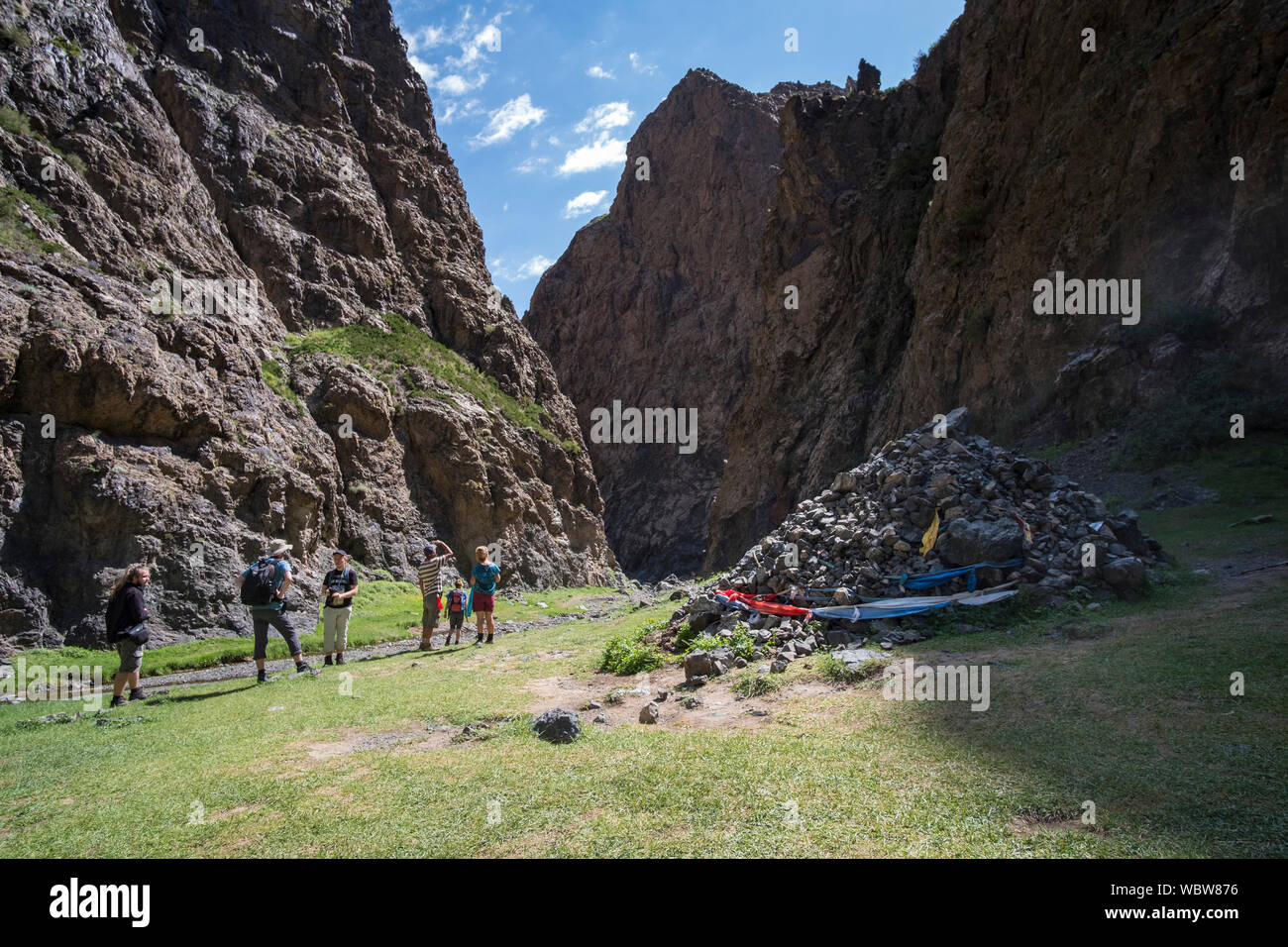 Yolyn Am is a deep and narrow gorge in the Gurvan Saikhan Mountains of southern Mongolia. The valley is named after the Lammergeier, which is called Y Stock Photo